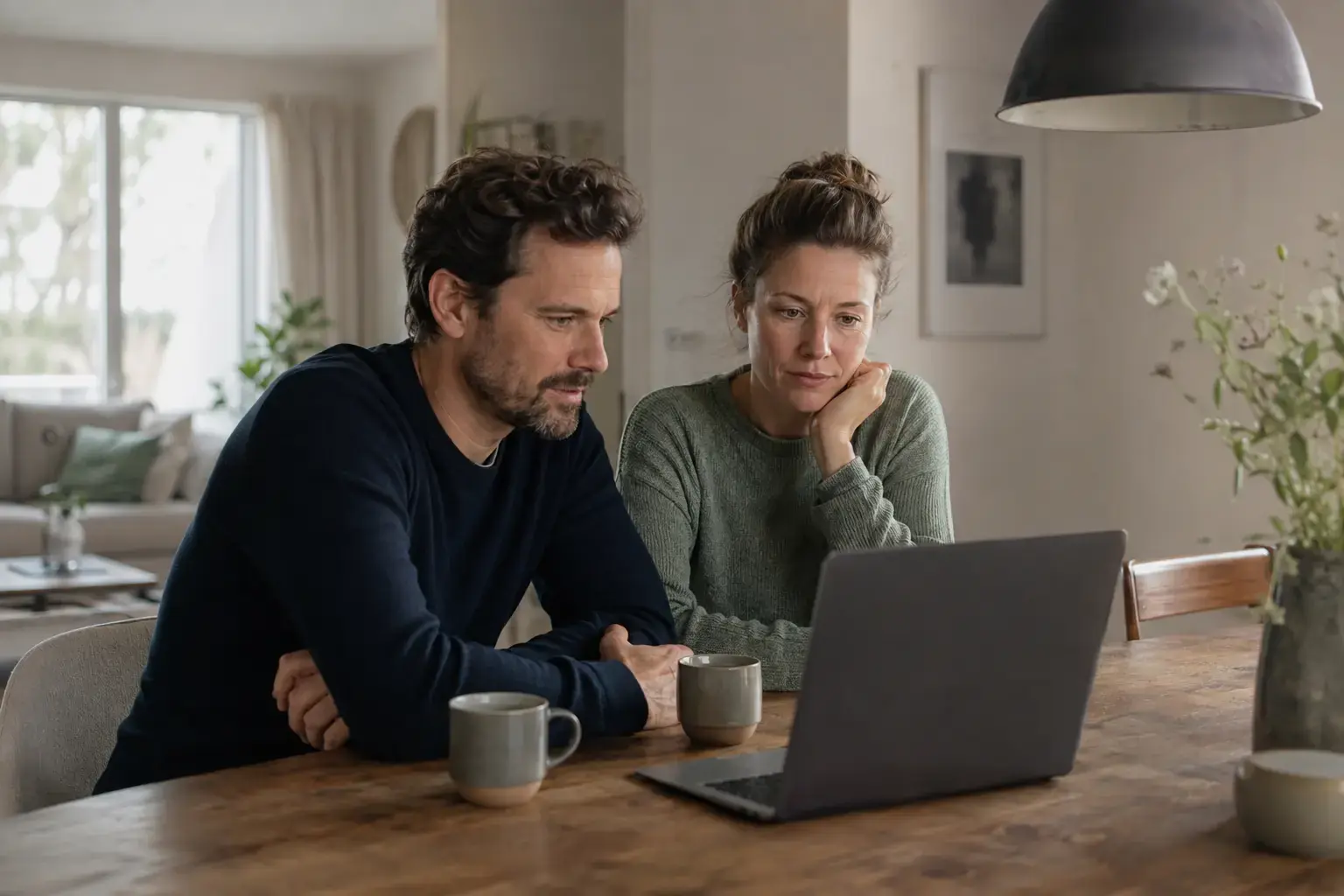 Paar bei einem gemeinsamen Online-Paarcoaching am Laptop – Symbolbild